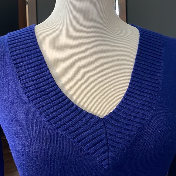 Active Basic V Neck Royal Blue Sweater - Picture 7 of 7